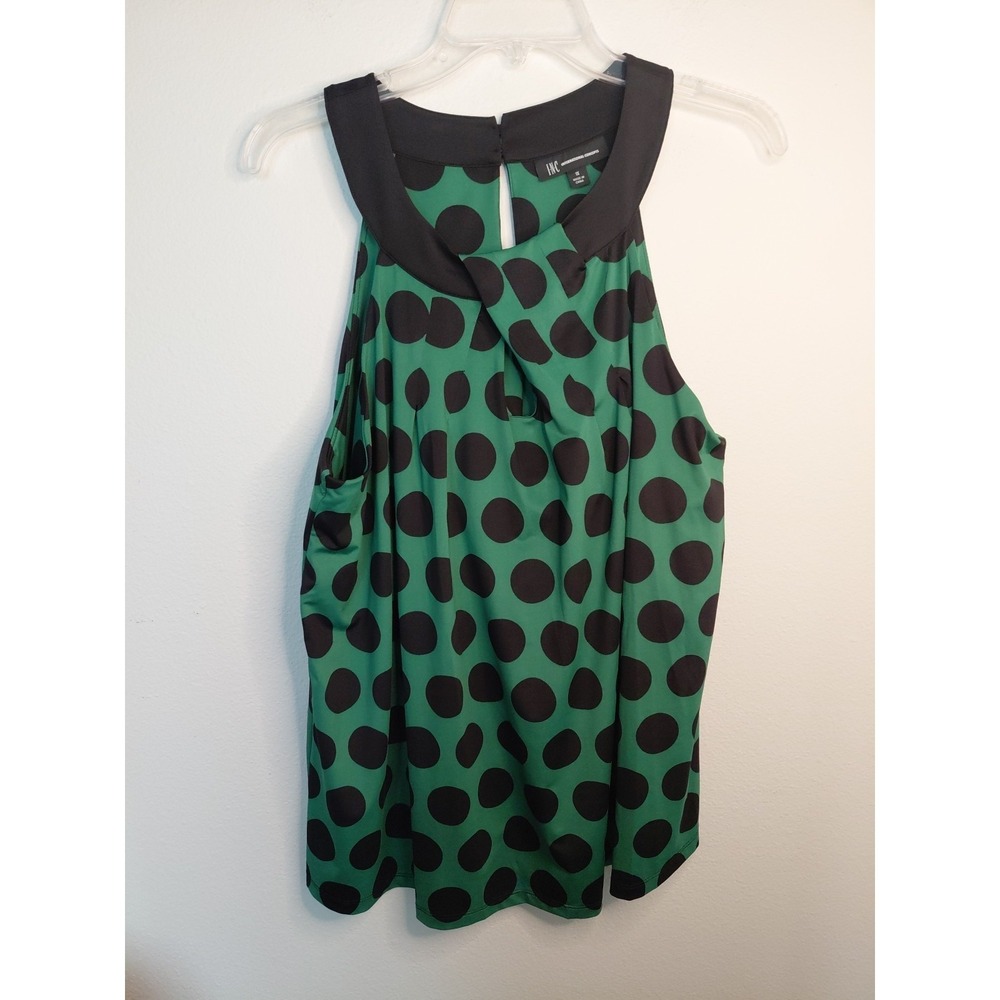 Green & Black Polka Dot Halter Top